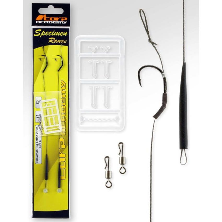 Carlige Legate Carp Academy Snowman Teflon 25lb 2buc/pac