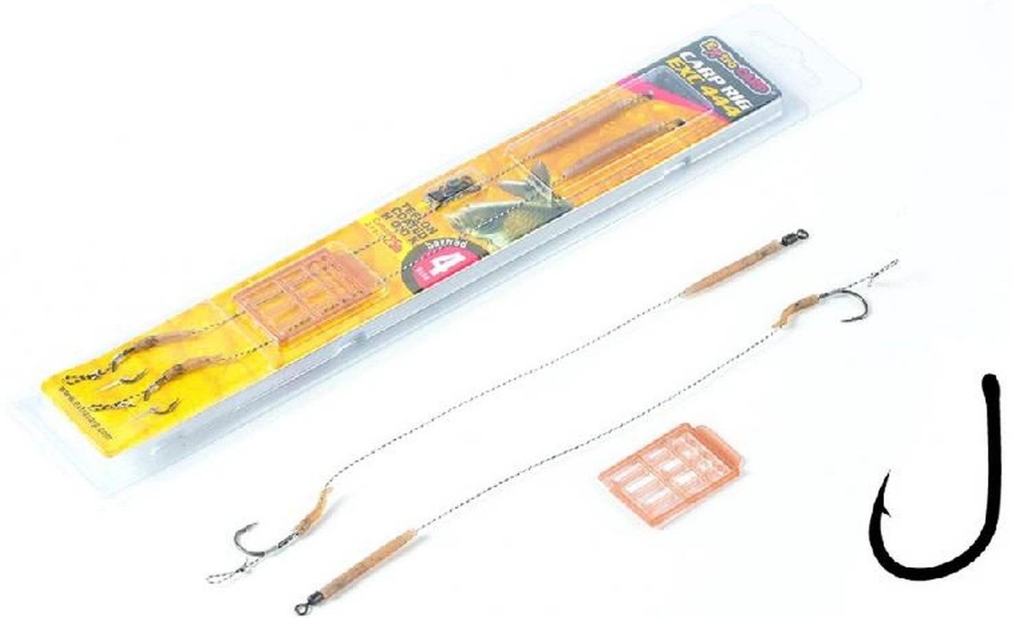 Carlige Legate Extra Carp Rigs 444+, 20cm, 25Lbs, Nr. 4, 2buc/pac
