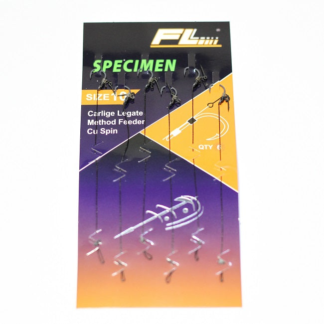 Carlige Legate FL Method Feeder Cu Spin 7mm Carlig Specimen Nr 14 6Buc/Set