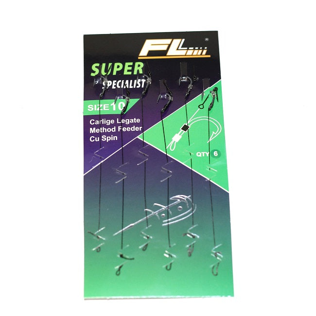 Carlige Legate FL Method Feeder Cu Spin 7mm Carlig Super Nr 8 6Buc/Set