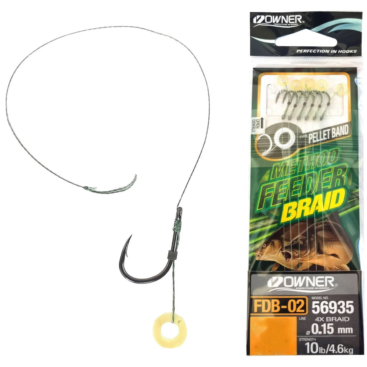 Carlige Legate Feeder Owner FDB-02 Pellet Band Braided 6buc/pac