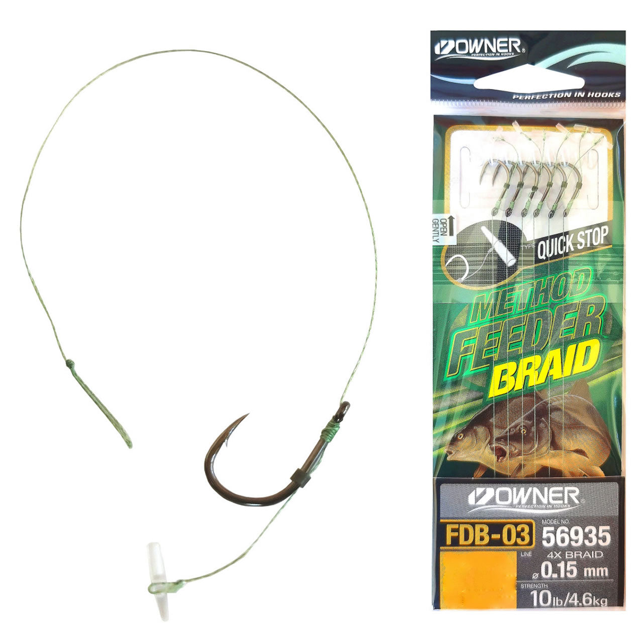 Carlige Legate Feeder Owner FDB-03 Quick Stop Braided 6buc/pac