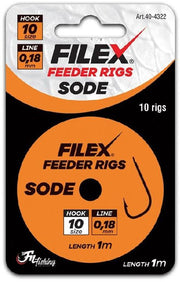 Carlige Legate Filex MethodFeeder Rig Sode, Nr.10, 0.18mm, 1m, 10buc/plic