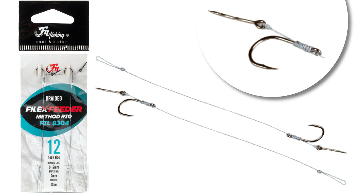 Carlige Legate Filfishing Method Feeder Braided Rig, Nr 12, 0.12mm, 7cm, 2 Buc/Plic