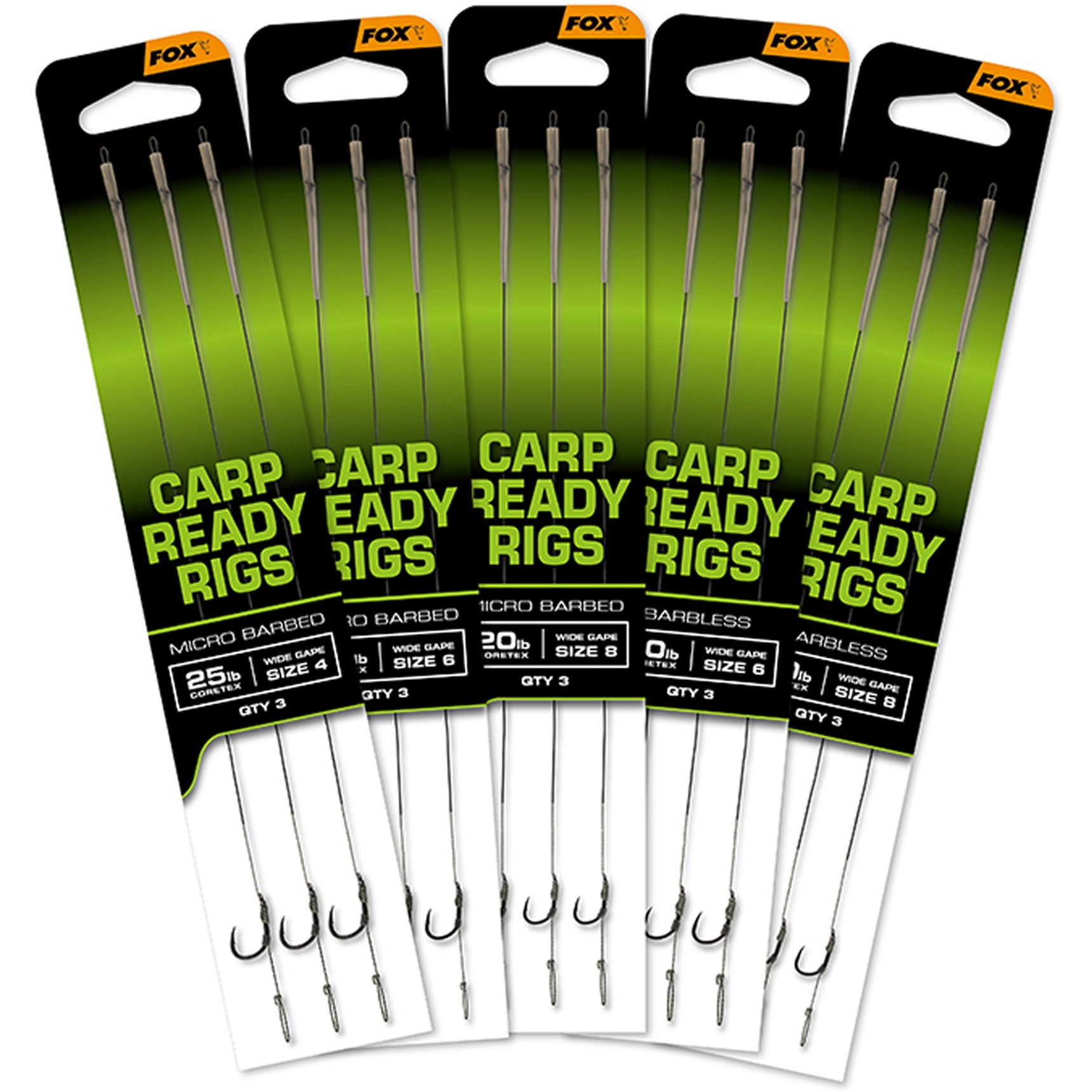 Carlige Legate Fox EOS Ready Rigs X3 Wide Gapes Size 6, 20lb
