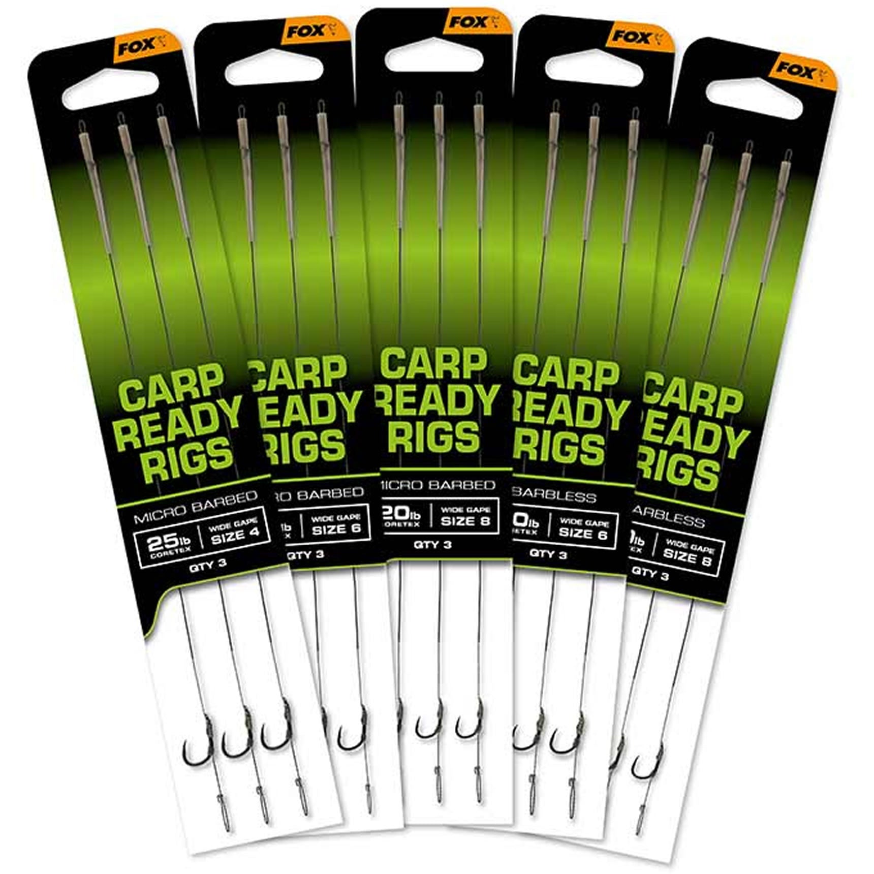 Carlige Legate Fox EOS Ready Rigs X3 Wide Gapes Size 6 Barbless, 20lb