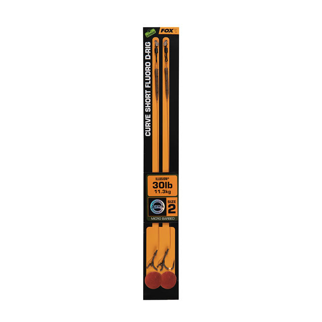Carlige Legate Fox Edges Curve Short Fluoro D-Rig Nr 2 - 30lb Illusion x 2buc