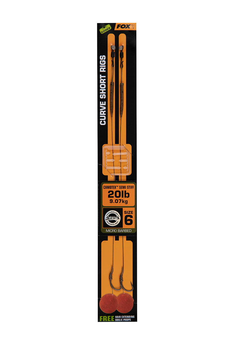 Carlige Legate Fox Edges Curve Short nr 6 Camotex Semi Stiff Coated braid  20lb 2 buc