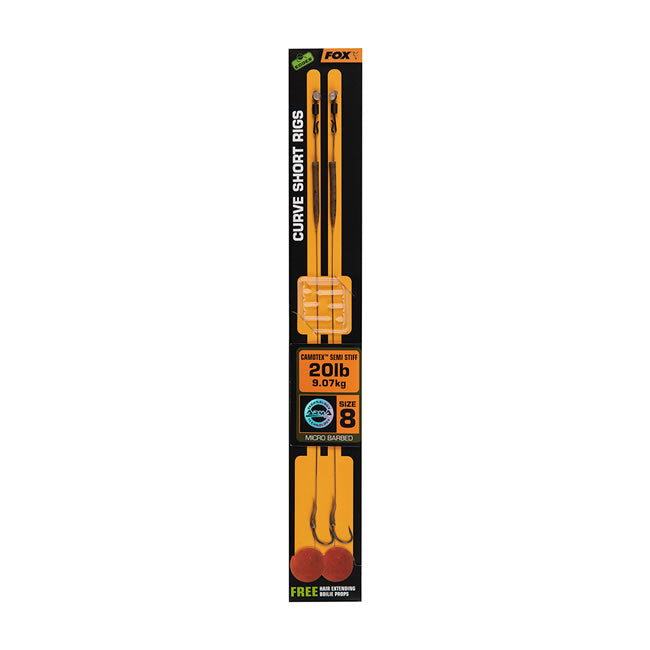 Carlige Legate Fox Edges Curve Short nr 8 Camotex Semi Stiff Coated braid  20lb 2 buc
