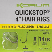Carlige Legate KORUM Big Fish Hair Rigs with Quickstop 10cm, Nr.8 Barbless, 8buc/pac