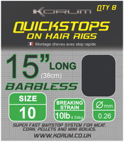 Carlige Legate KORUM Hair Rigs Barbless With Qickstops, 38cm, Nr.12, 8buc/pac