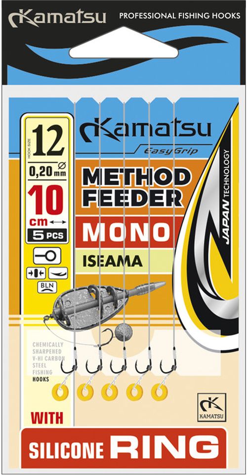 Carlige Legate Kamatsu Iseama Rig Method Feeder Cu Inel Silicon 10cm 5buc