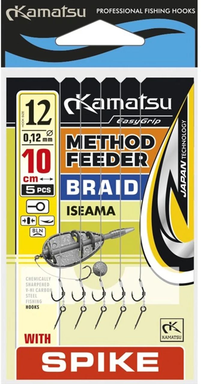 Carlige Legate Kamatsu Rig Method Feeder Pe Spin Iseama Fir Textil, Nr.12, 10cm, 5buc/pac