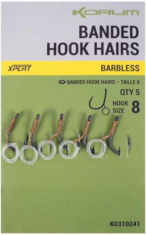 Carlige Legate Korum Banded Hook Hairs Barbless, Nr.10,  5buc/pac