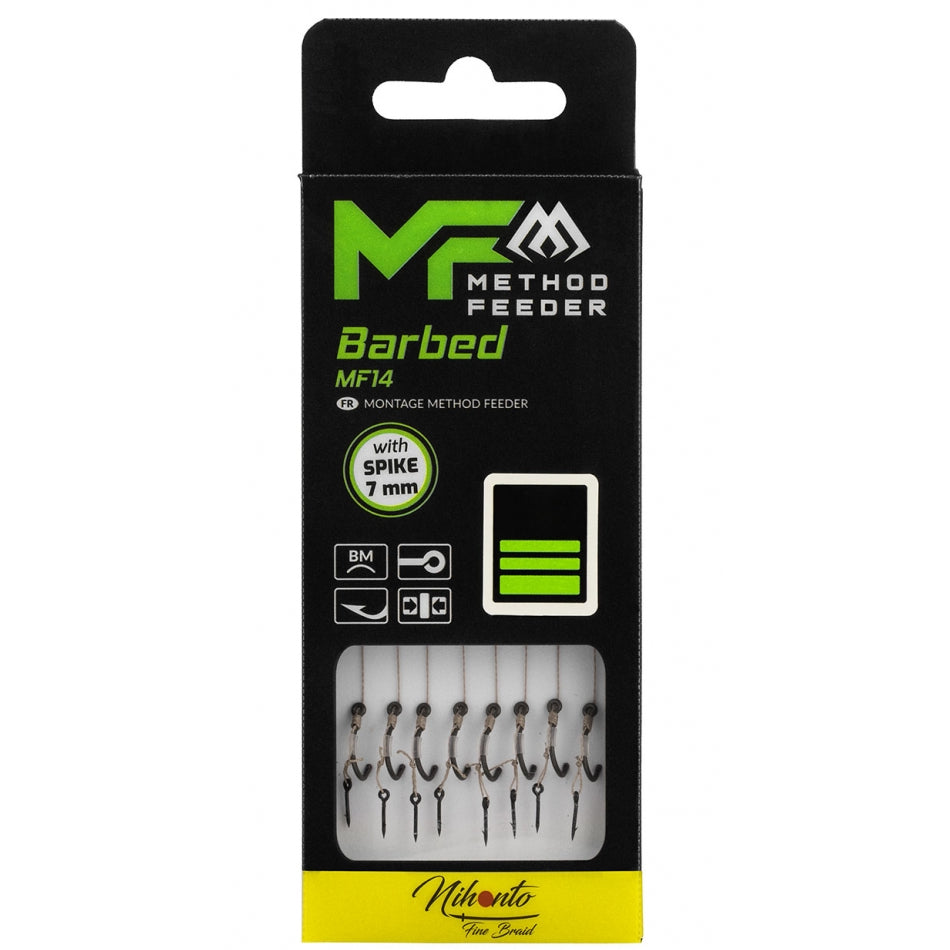 Carlige Legate MIKADO Method Feeder Rig MF14 With Spike, 10cm, Nr. 14, 8buc/pac