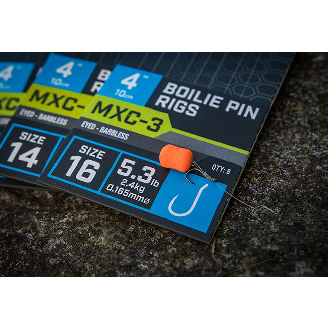 Carlige Legate  Matrix MXC-3 Barbless Boilie Pin Nr.12, 3.6kg, 0.200mm, 10cm, 8buc/plic
