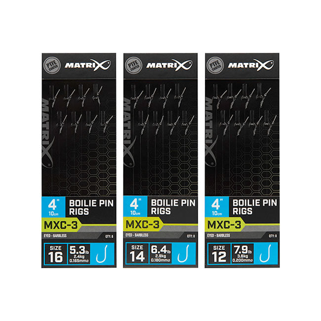 Carlige Legate Matrix MXC-3 Barbless Boilie Pin Nr.16, 2.4kg, 0.165mm, 10cm, 8buc/plic