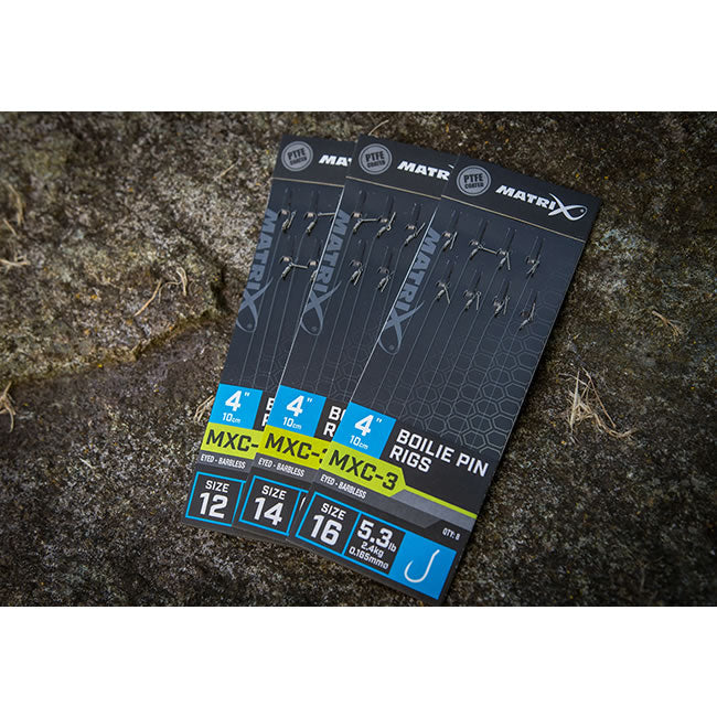 Carlige Legate Matrix MXC-3 Barbless Boilie Pin Nr.16, 2.4kg, 0.165mm, 10cm, 8buc/plic
