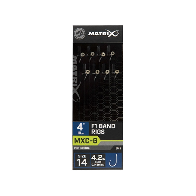 Carlige Legate Matrix MXC-6 Barbless  F1 Band Rigs Nr.14 10cm 8buc/plic