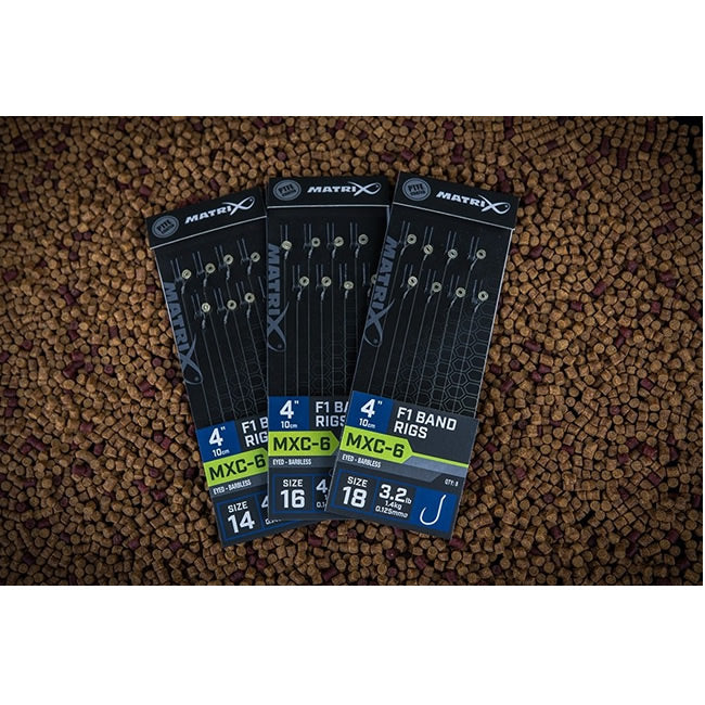 Carlige Legate Matrix MXC-6 Barbless  F1 Band Rigs Nr.18 10cm 8buc/plic