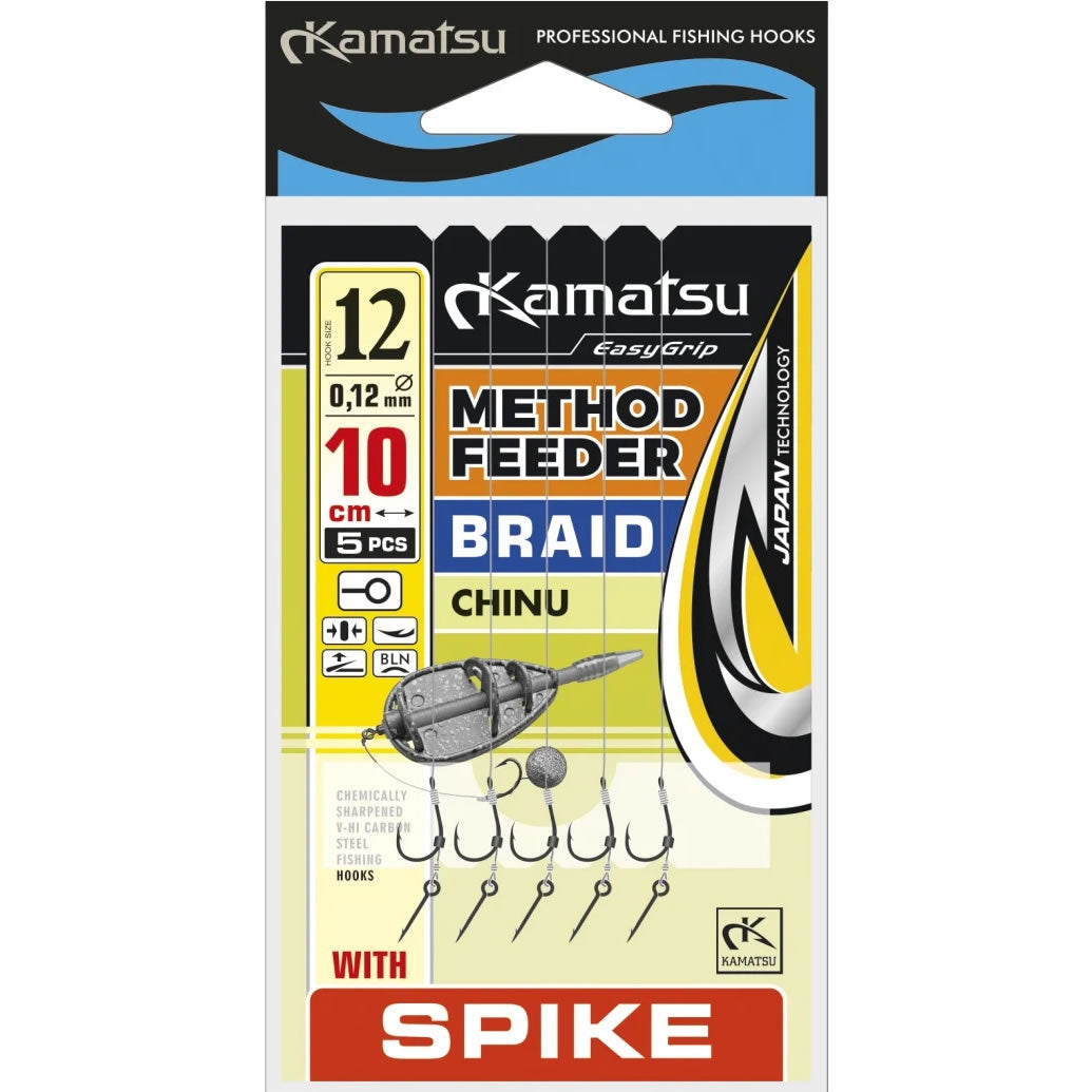 Carlige Legate Method Feeder KONGER pe Spin Kamatsu Chinu Fir Textil 10cm 5buc