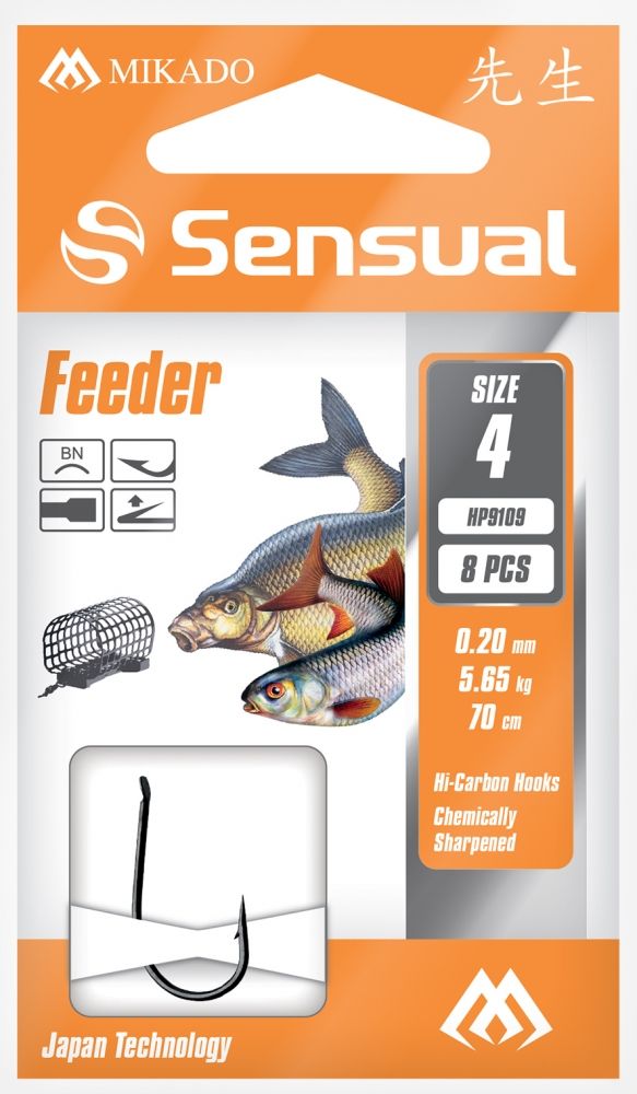 Carlige Legate Mikado Sensual Feeder 9109 BN 70cm 0.12mm 8buc/plic