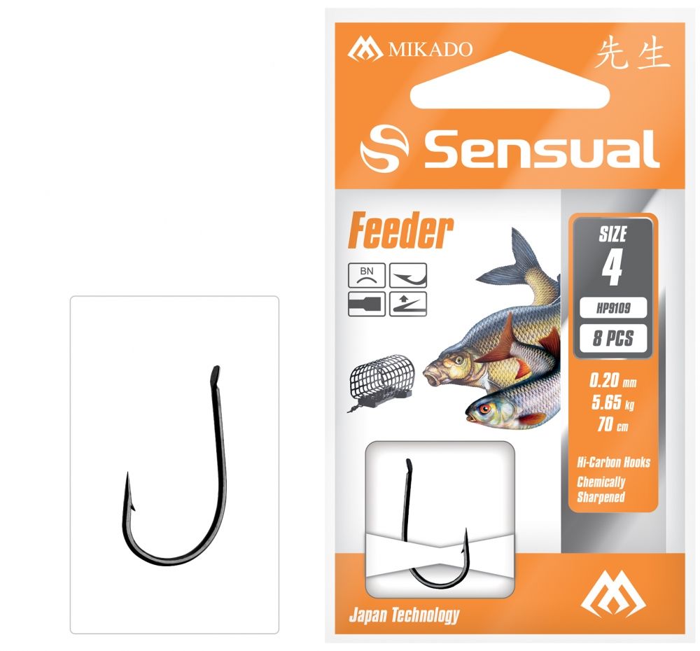 Carlige Legate Mikado Sensual Feeder 9109 BN 70cm 0.12mm 8buc/plic