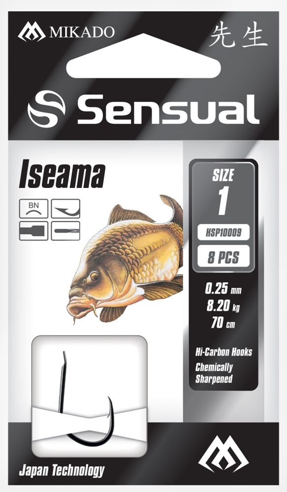 Carlige Legate Mikado Sensual Iseama Bn, 70cm, Nr.8, 0.18mm, 8buc/plic