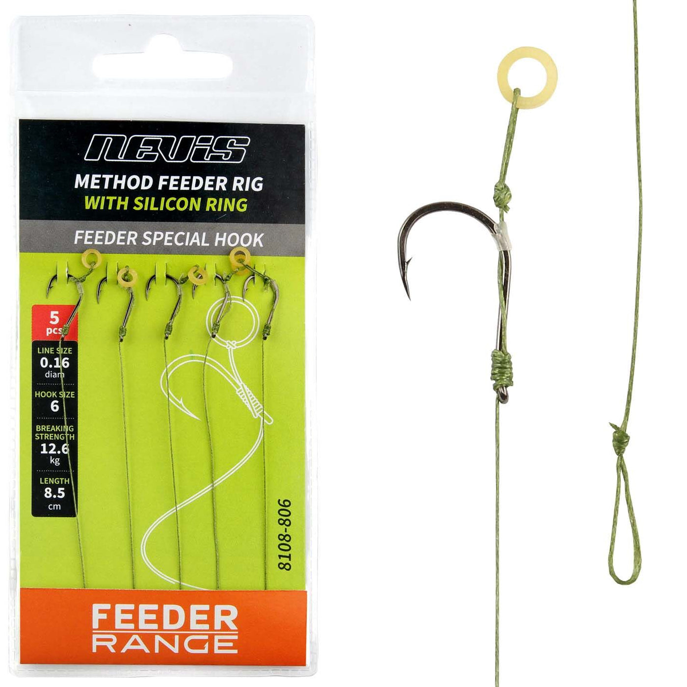 Carlige Legate NEVIS Feeder cu Banda 8.5cm 0.16mm 5buc/plic