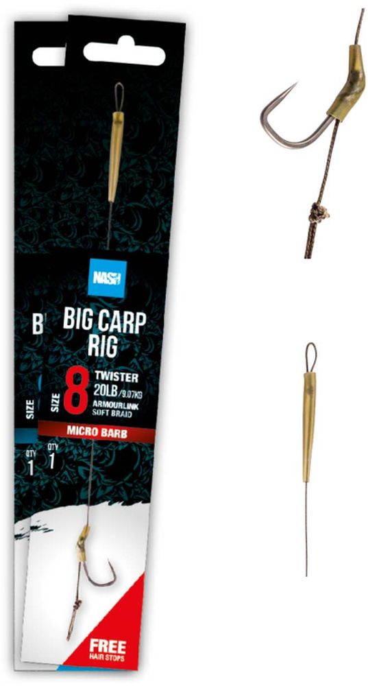 Carlige Legate Nash Big Carp Rig Barbed, 25lbs, nr.2, 1buc/plic
