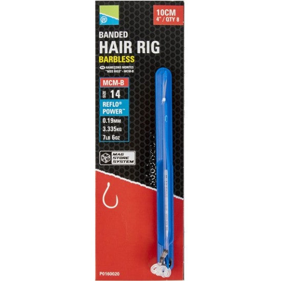 Carlige Legate PRESTON MCM-B Banded Hair Rigs, Nr.14, 10cm, 8buc/pac
