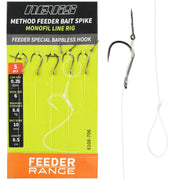 Carlige Legate cu Spin Momeala NEVIS Method Feeder Bait Spike Monofil Line Rig 8.5cm 5buc/pac