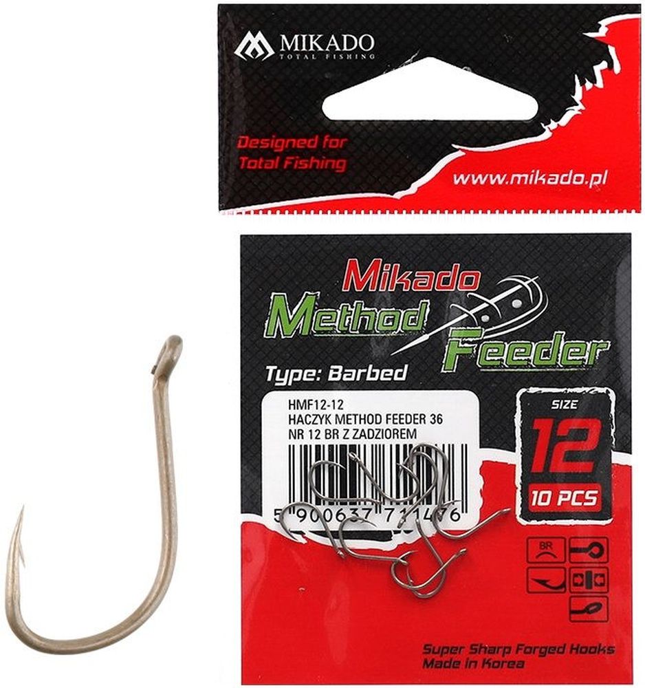 Carlige MIKADO Method Feeder MF12, Nr.6, Brown, 10buc/plic