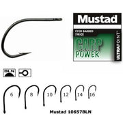 Carlige MUSTAD Ultrapoint Carp Power 10657BLN Eyed Barbed 10buc/pac
