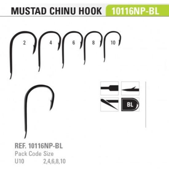 Carlige MUSTAD Ultrapoint Chinu 10116NPBL Nickel Black 10buc/plic