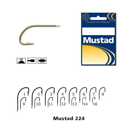 Carlige Mustad Cristal Auriu 224, 10buc/plic