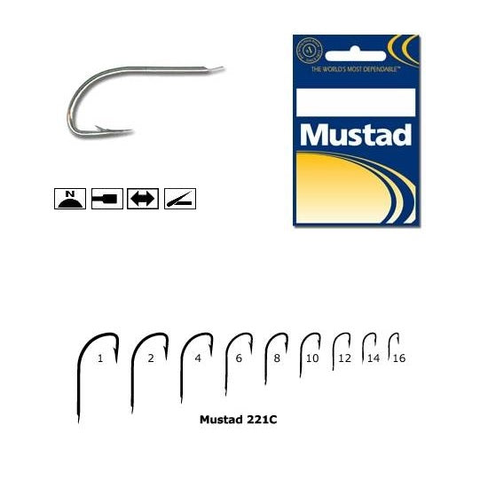 Carlige Mustad Cristal Nichel, Revers 221C, 10buc/plic