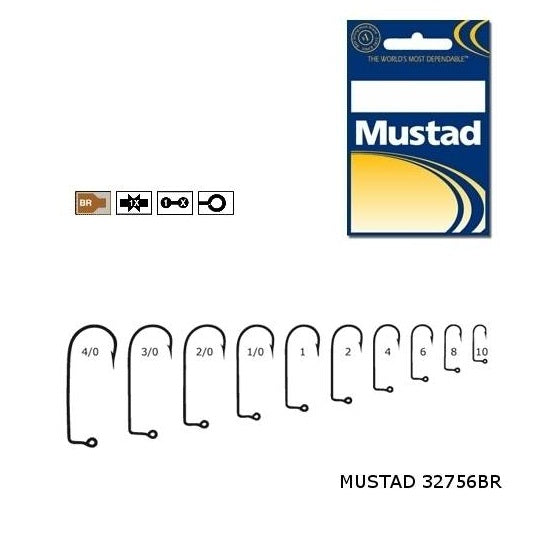 Carlige Mustad M32756 Bronz pentru Jig/Twister 100buc/plic