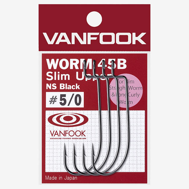 Carlige Offset Vanfook Worm-45B NS Black Slim Upper Offset Hooks
