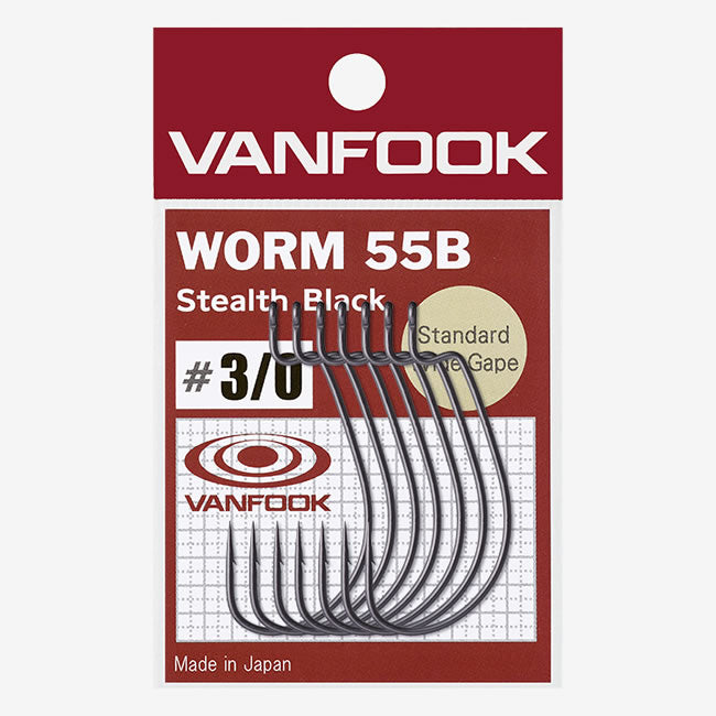 Carlige Offset Vanfook Worm-55B Stealth Black Offset Hooks