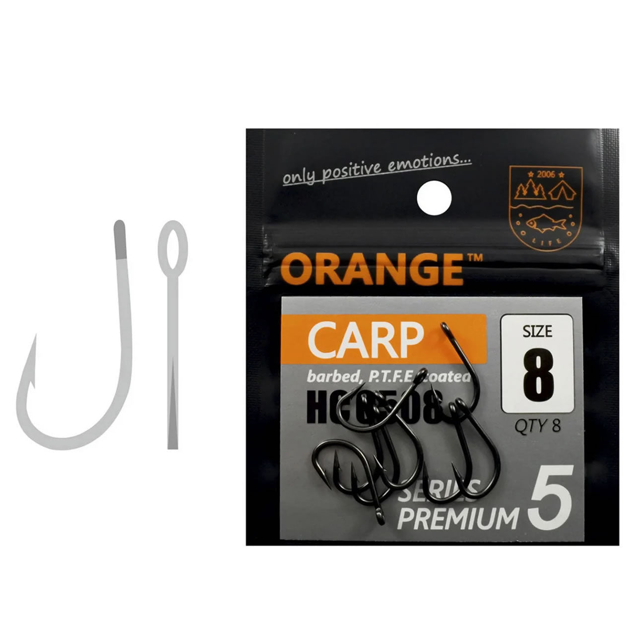 Carlige Orange Carp PTFE Coated Series Premium 5, Nr.4, 8buc/pac