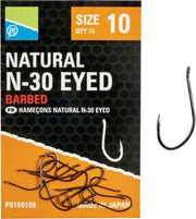 Carlige PRESTON Natural N-30 Eyed 15buc/pac