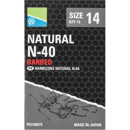 Carlige PRESTON Natural N-40 cu Paleta, Nr.18, 15buc/plic