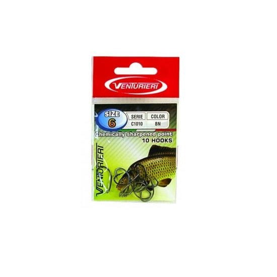 Carlige Venturieri cu Ochet Crap Curved 1010 Black Nikel 10Buc/Plic
