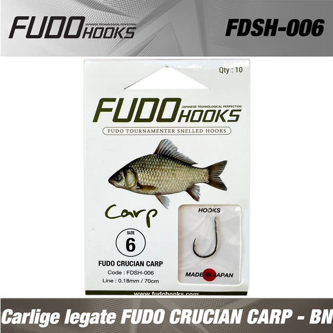 Carlige legate FUDO CRUCIAN CARP - BN NR 10 0.14 mm/ 70 cm