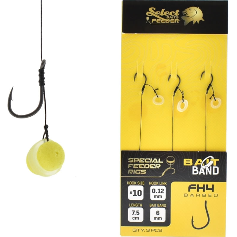 Carlige legate SELECT BAITS FH4 Method Feeder Bait Sting Rig 8mm, Nr.12, 7.5cm, 3buc/pac