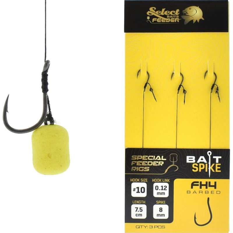 Carlige legate SELECT BAITS FH4 Method Feeder Bait Sting Rig 8mm, Nr.14, 7.5cm, 3buc/pac
