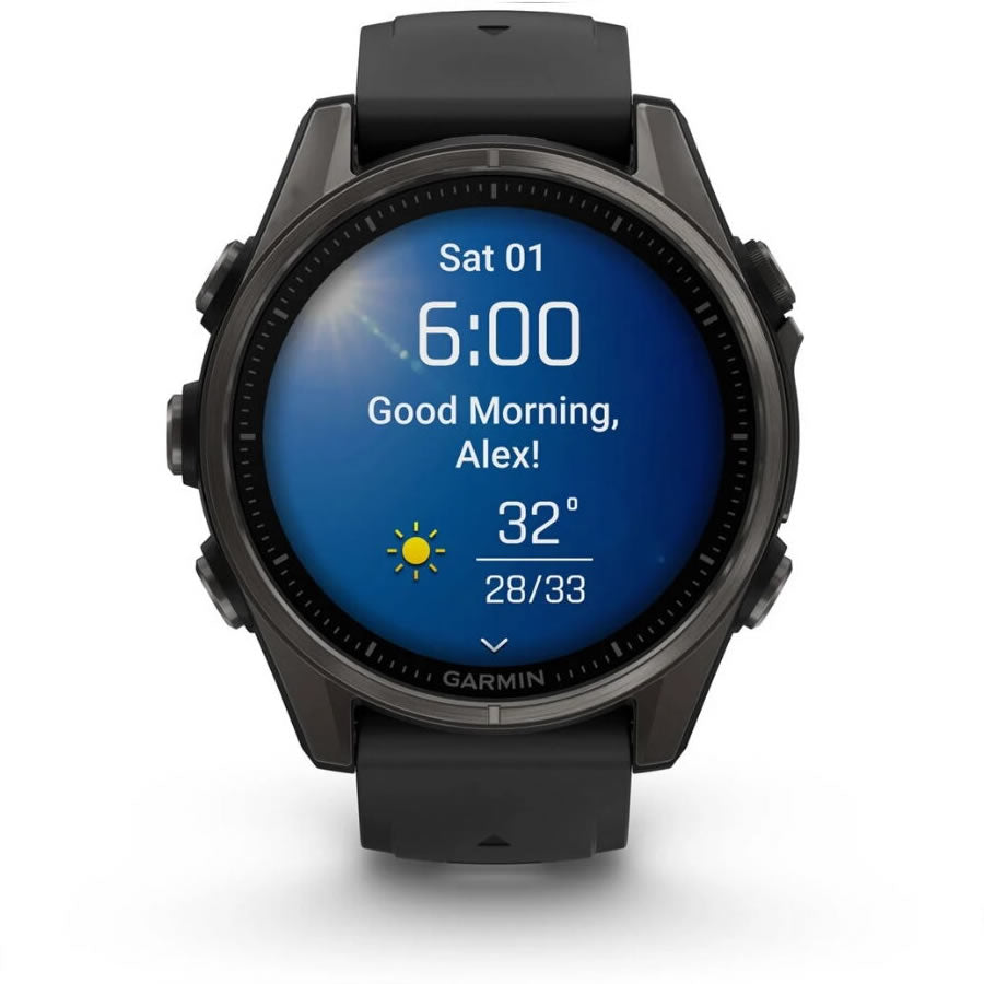 Ceas GARMIN Fenix 8 Amoled Sapphire Ti / Black Black / Pebble Gray, 43mm, EMEA