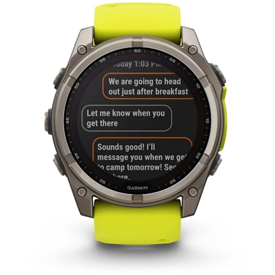 Ceas GARMIN Fenix 8 Sapphire Solar Yellow/Graphite Titanium, 51mm EMEA