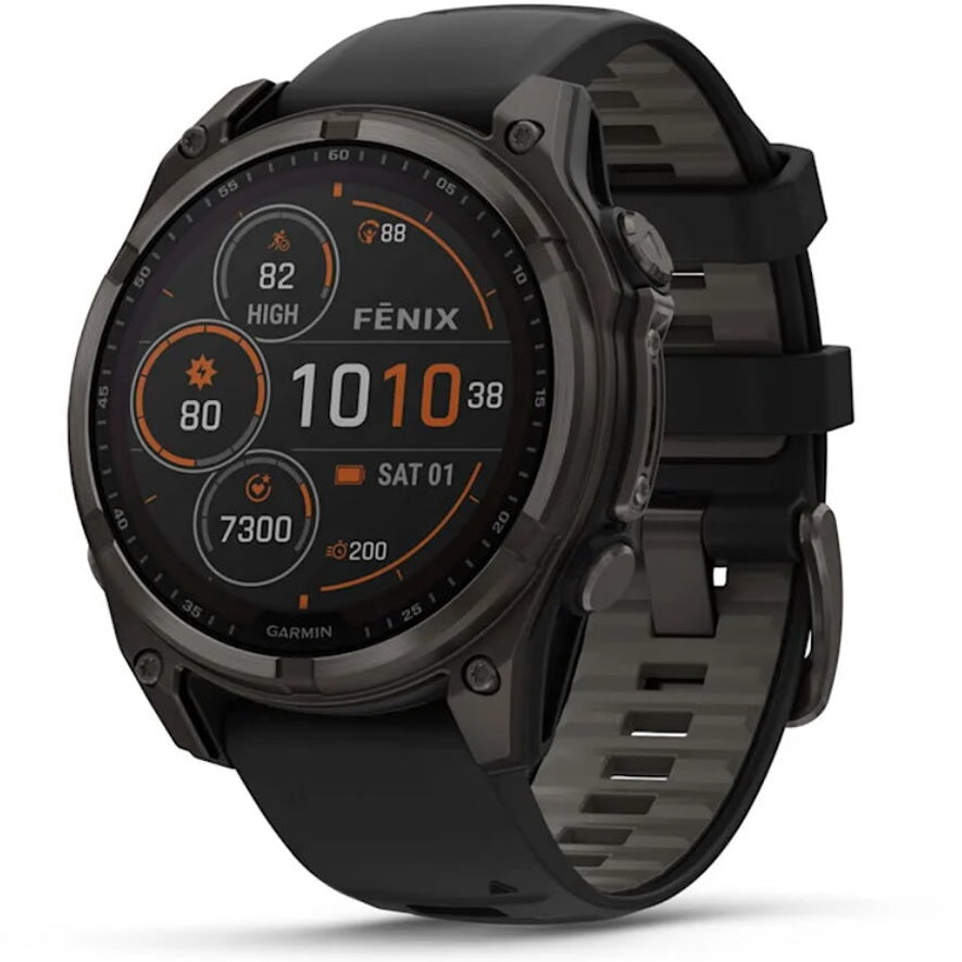 Ceas GARMIN Fenix 8 Solar Sapphire Carbon Grey TI / Black EM